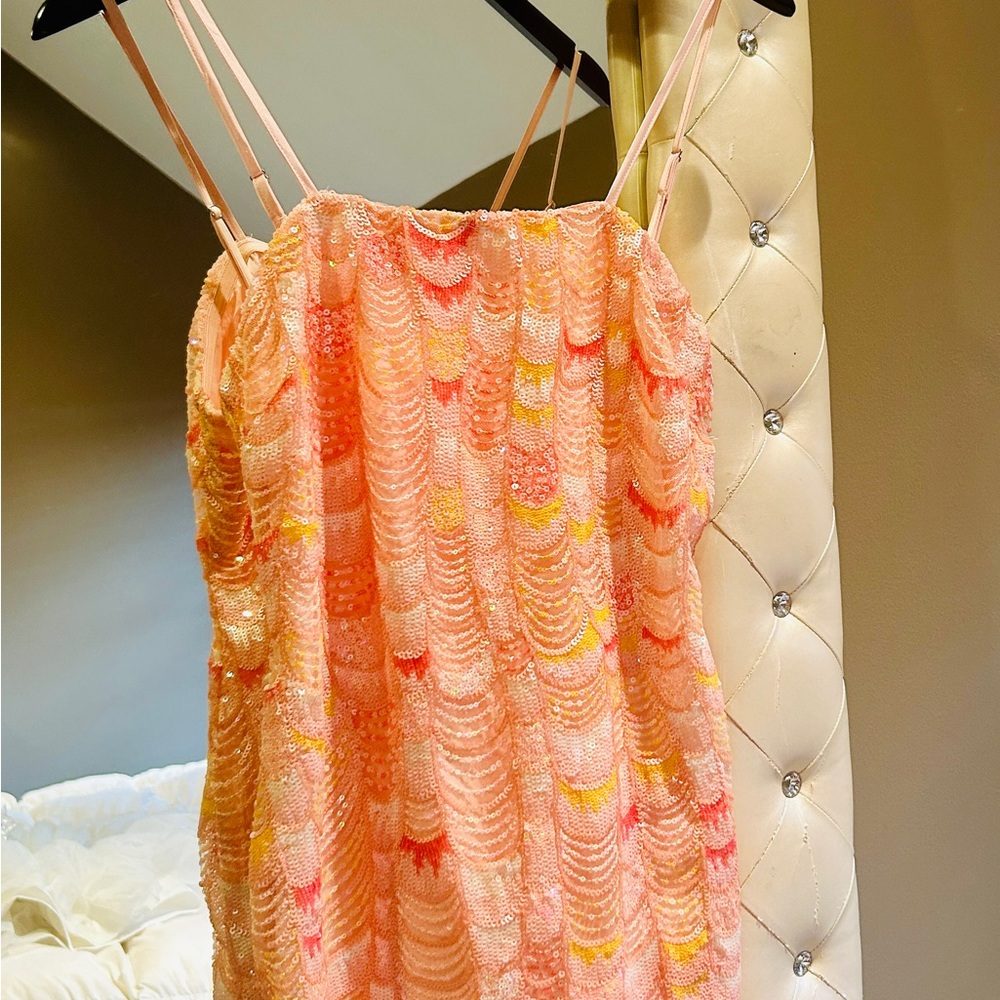 12th Tribe Pink and Orange Sequin Dress